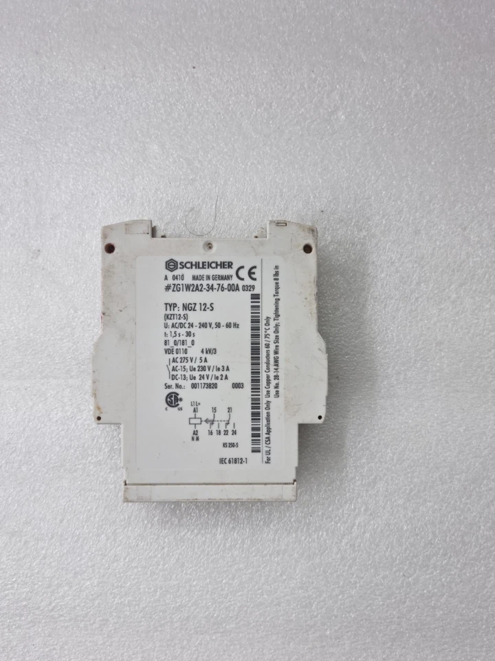 SCHLEICHER NGZ 12-S 1,5 s-30s TIME RELAY NGZ 12-S #ZG1W2A2-34-76-00A (USED)